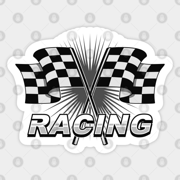 Checkered racing car flag with text Sticker by Jiooji Project